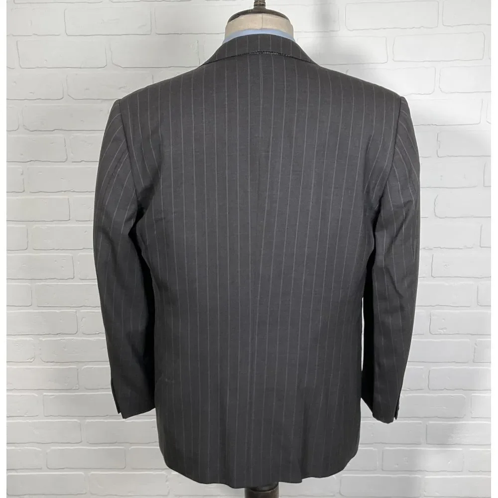 Ermenegildo Zegna‎ Blazer Men 40 Gray Blue Pinstripe Barneys Classic Career Wool